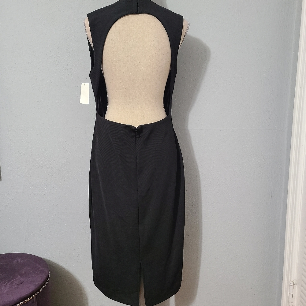 AQ/AQ Deep Plunge Backless Black Dress NWT‎ Size 12 - Picture 4 of 15